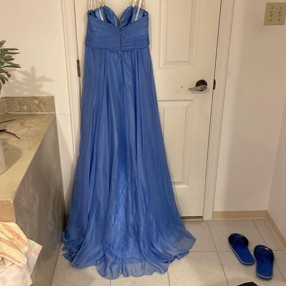 Evening gown strapless periwinkle with bejeweled neck line - Picture 4 of 6